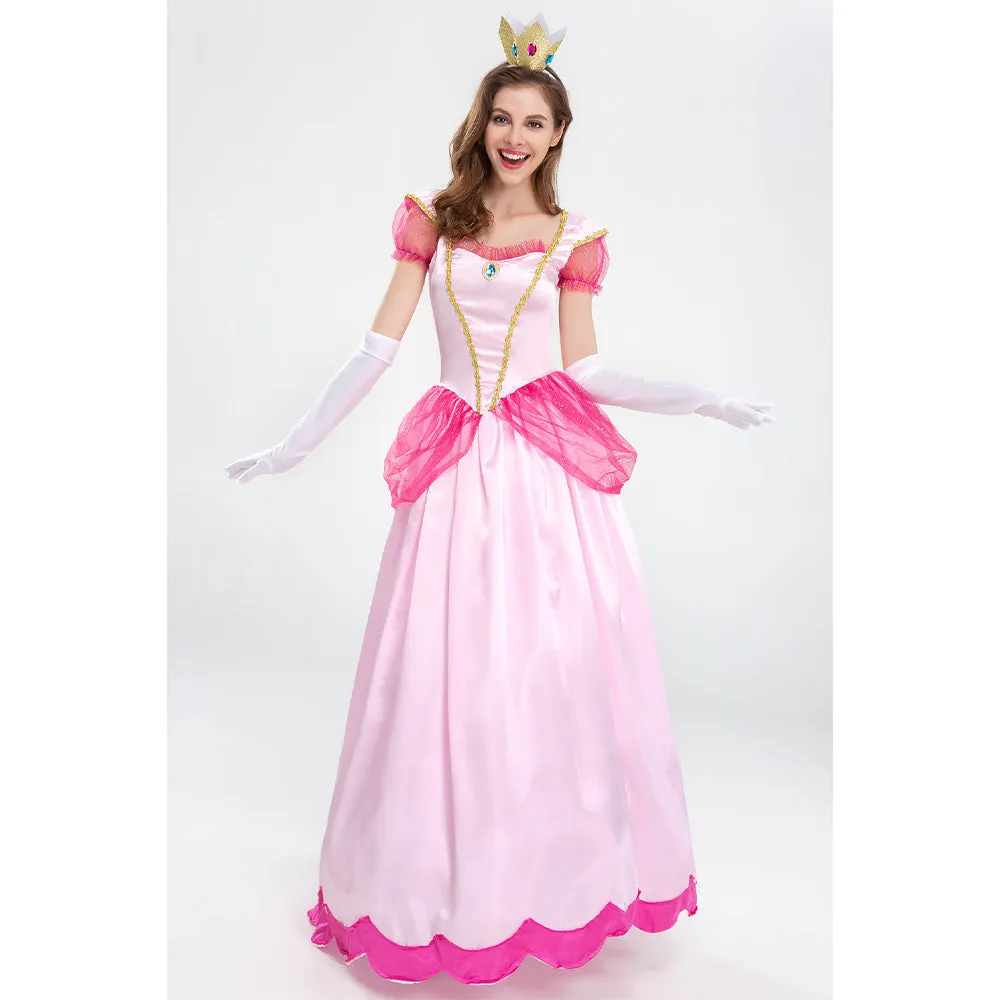 The Super Mario Bros. Peach Cosplay Costume Dress Outfits Halloween Carnival Party Suit