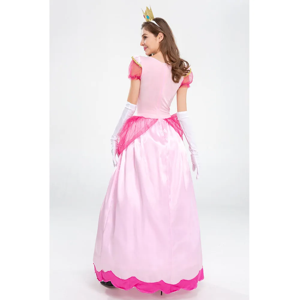 The Super Mario Bros. Peach Cosplay Costume Dress Outfits Halloween Carnival Party Suit
