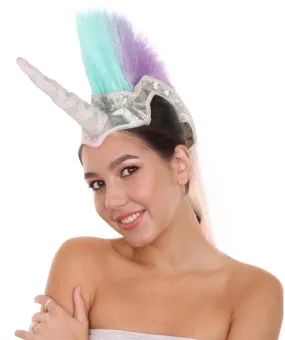 Unicorn Headdress | Womens Long Colorful Majestic Unicorn Mohawk Headpiece | Breathable Cap Design