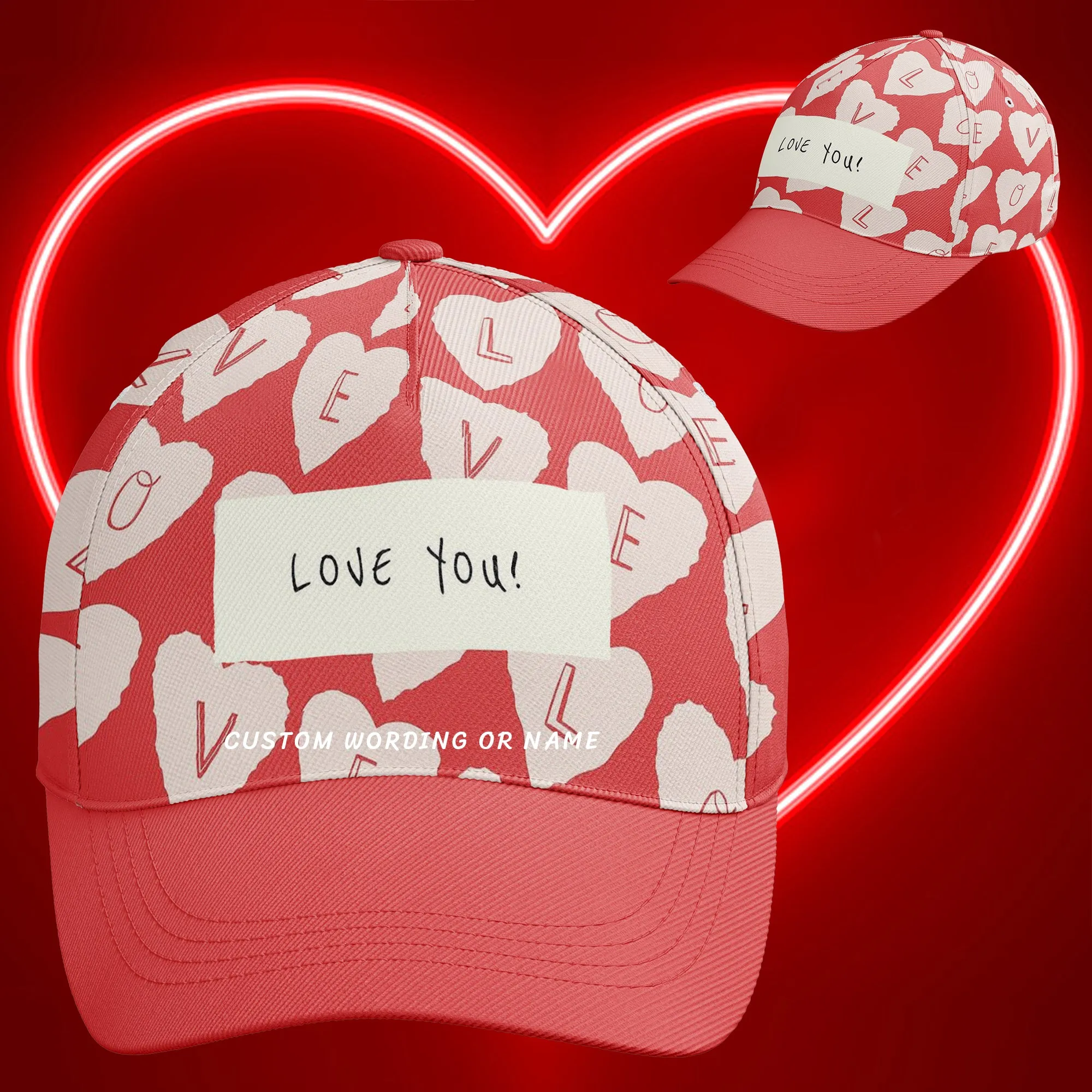 Valentine's Day gift - Customized Couple Sports Caps - ‘LOVE YOU’