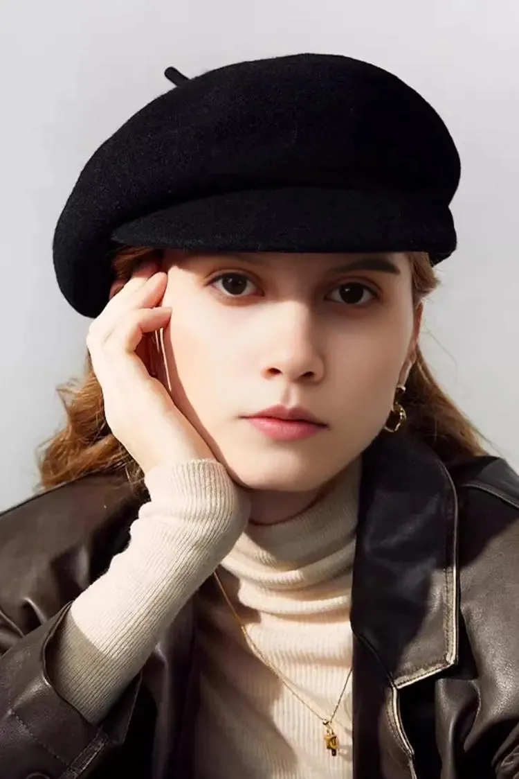 Vintage Wool Beret Hat with Visor