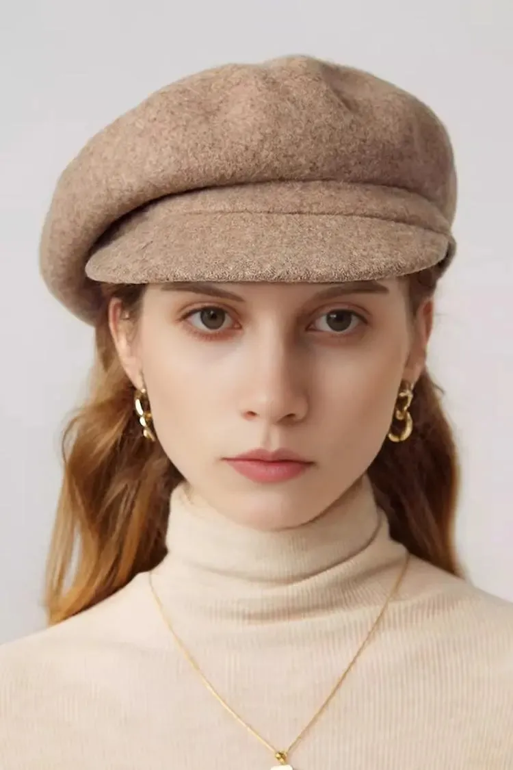 Vintage Wool Beret Hat with Visor