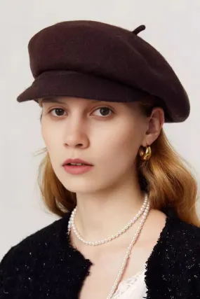 Vintage Wool Beret Hat with Visor