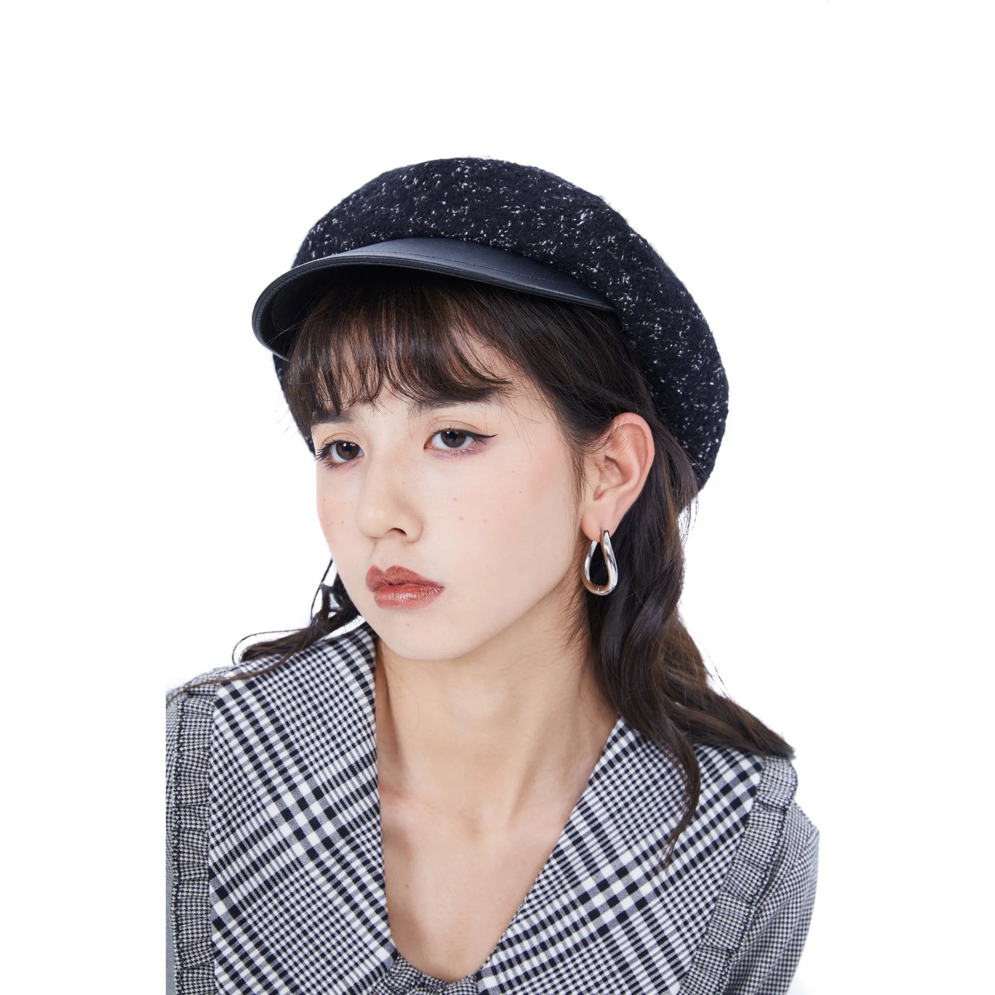 Women Two-Way Beret Cap - Black